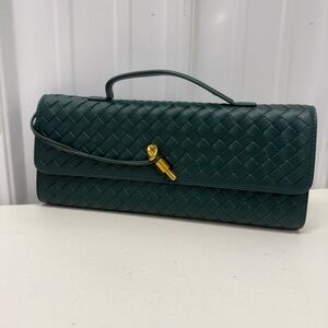 Elegant Green Woven Clutch